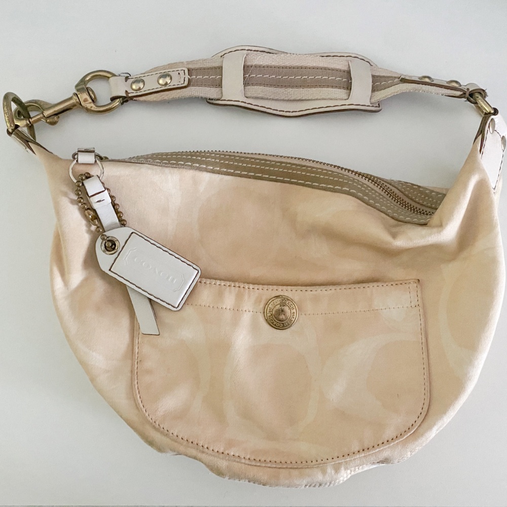 Coach Hobo Hampton Shoulder Bag in C Scribble Print Cream Yellow L05J-132